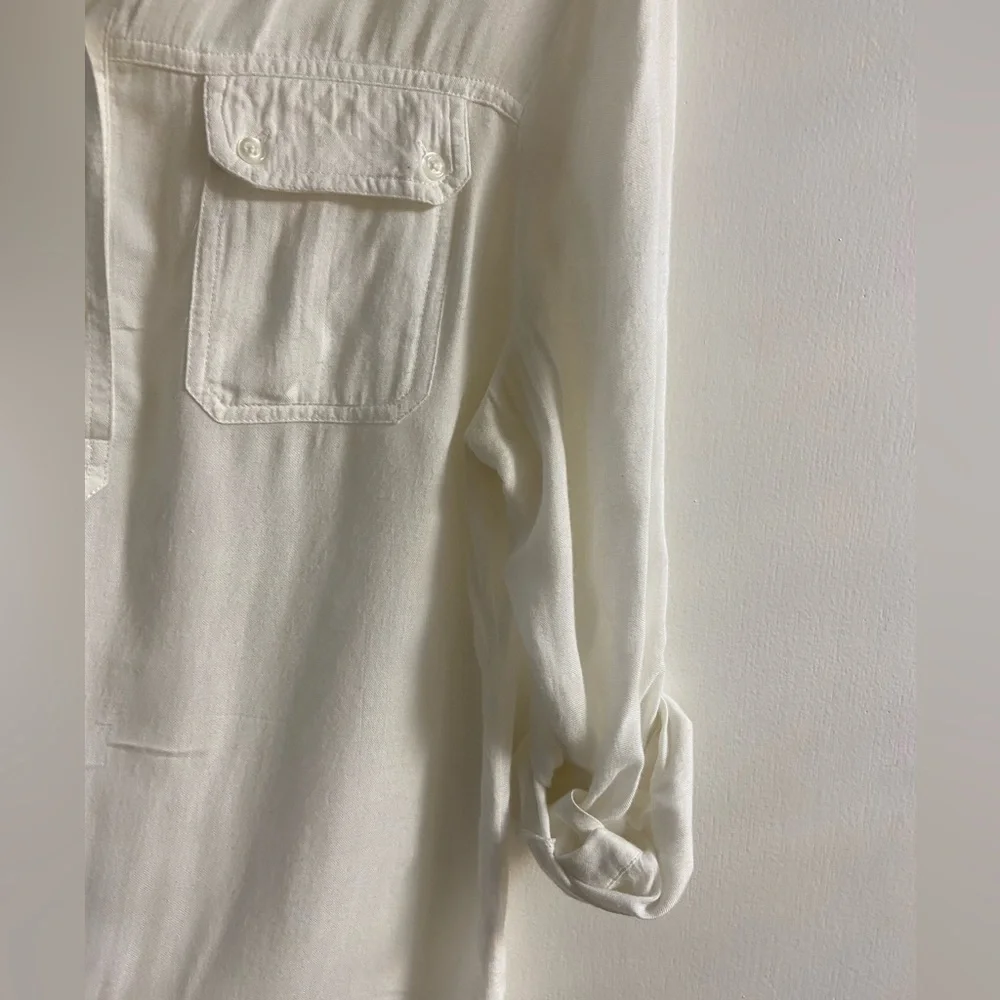 Anthropologie staring at stars off white pop over blouse Medium - Picture 5 of 7